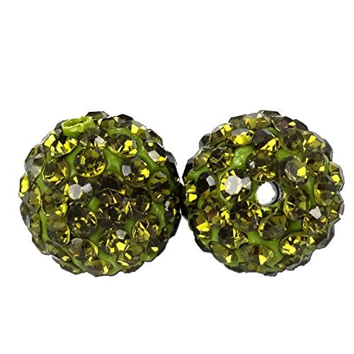 RUBYCA Pave Czech Crystal Disco Ball Clay Beads fit Shamballa Jewelry (50pcs, 12mm, Olivine Green) - Image 4