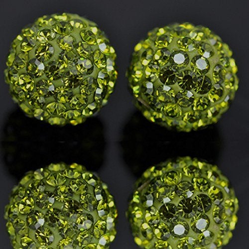 RUBYCA Pave Czech Crystal Disco Ball Clay Beads fit Shamballa Jewelry (50pcs, 12mm, Olivine Green) - Image 2