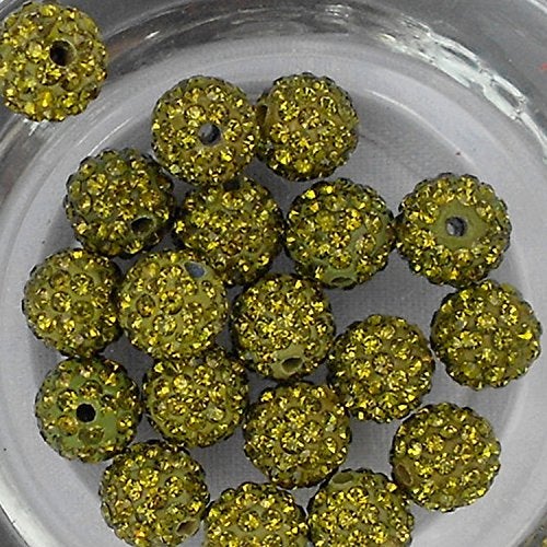 RUBYCA Pave Czech Crystal Disco Ball Clay Beads fit Shamballa Jewelry (50pcs, 12mm, Olivine Green) - Image 3