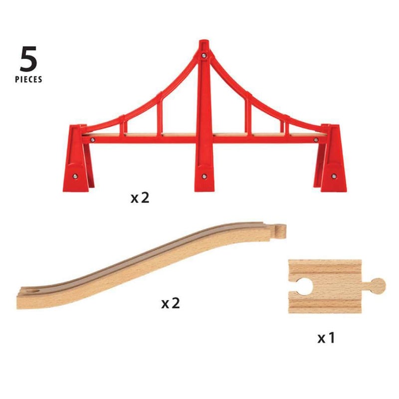 بريو Brio World - 33683 Double Suspension Bridge | ألعاب قطار مجموعة ملحق للأطفال والأطفال الصغار الذين تتراوح أعمارهم بين 3 وما فوق | متوافق مع جميع مجموعات السكك الحديدية Brio | FSC معتمد - Image 5