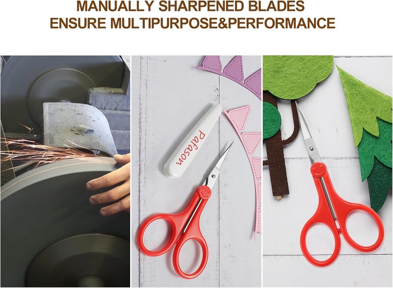Pafason Sharp Point Craft Scissor Set 2 PC Straight Curved for Scrapbooking Quilting DIY Sewing Knitting Embroidery Cross Stitch Crochet Thread Yarn Paper Detail Cutting Stainless Steel Safety Case - Image 4