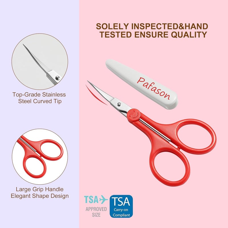 Pafason Sharp Point Craft Scissor Set 2 PC Straight Curved for Scrapbooking Quilting DIY Sewing Knitting Embroidery Cross Stitch Crochet Thread Yarn Paper Detail Cutting Stainless Steel Safety Case - Image 5