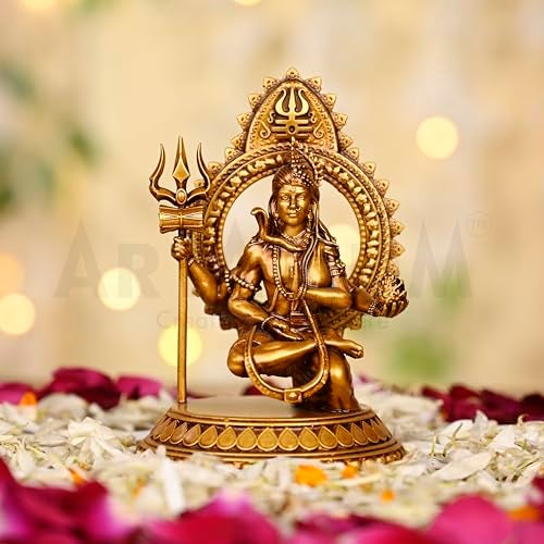 Artarium Resin Ardhanarishvara Idol Ardhnarishwar Statue Shiv Parvati Idol Shiv Parvati Double Avatar Statue for Car Dashboard and Home Decor Showpiece (Ardhanarishvara Antique 3.93 Inch) - Image 3