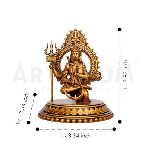 Artarium Resin Ardhanarishvara Idol Ardhnarishwar Statue Shiv Parvati Idol Shiv Parvati Double Avatar Statue for Car Dashboard and Home Decor Showpiece (Ardhanarishvara Antique 3.93 Inch) - Image 4