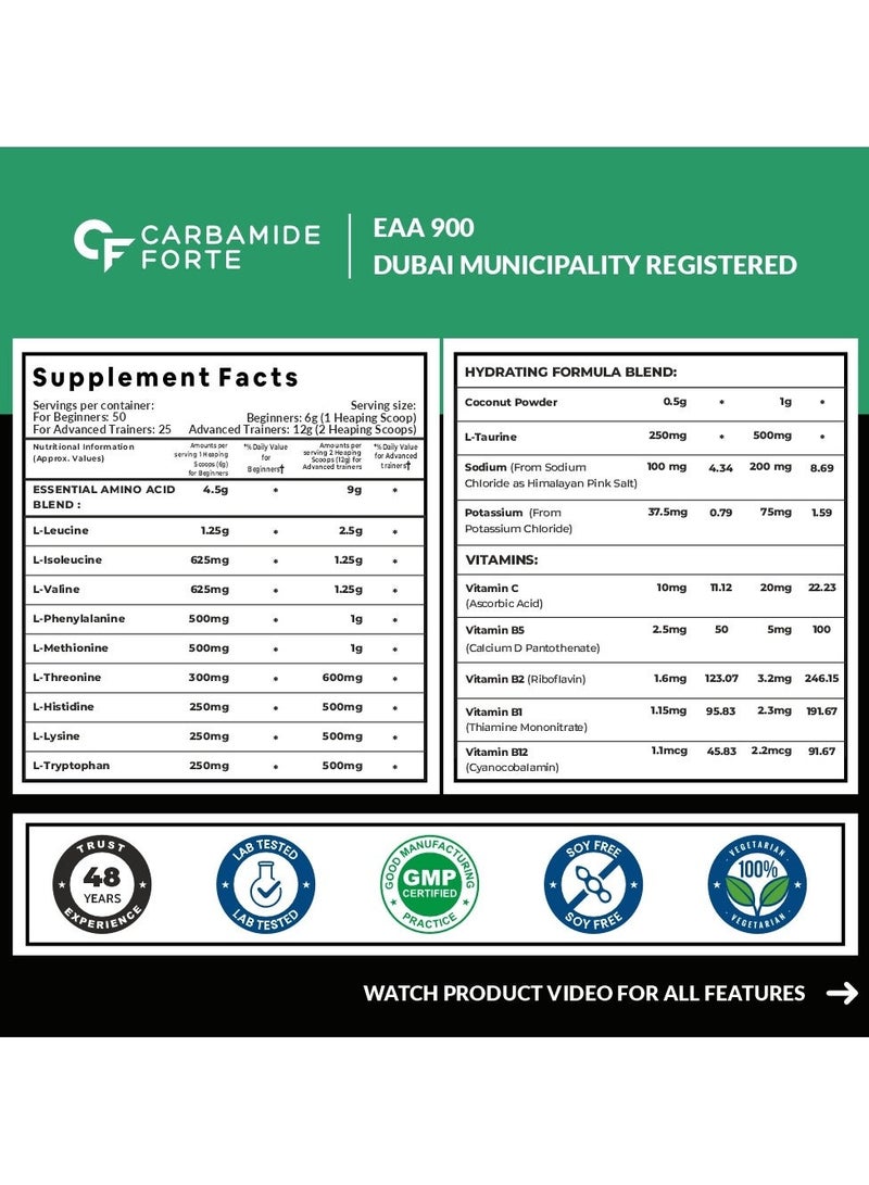 Carbamide Forte Eaa Supplement For Men & Women With Hydration Blend & Vitamins | Eaa intra workout Supplement With Bcaa 5000Mg - Lemon Zest Flavour - 50 Servings - Powder 300G - Image 2