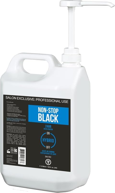 Power Tan NonStop Black DHA Free Hybrid UV Sunbed Tanning Accelerator 3785ml