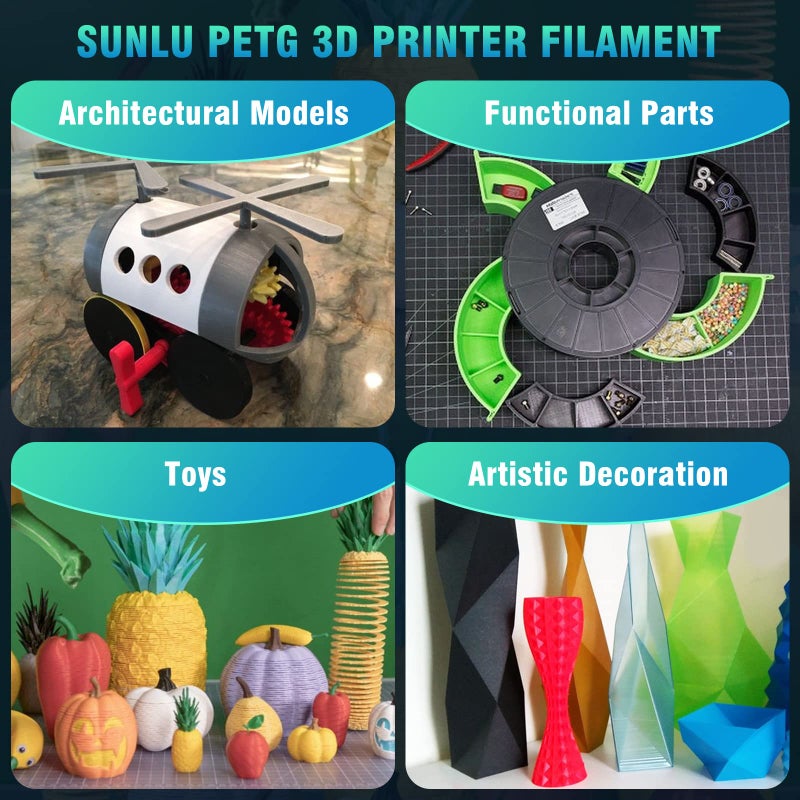 SUNLU PETG Filament, High Strength PETG 3D Printer Filament 1.75mm, Dimensional Accuracy +/- 0.02mm, 1KG (2.2lbs), White - Image 5