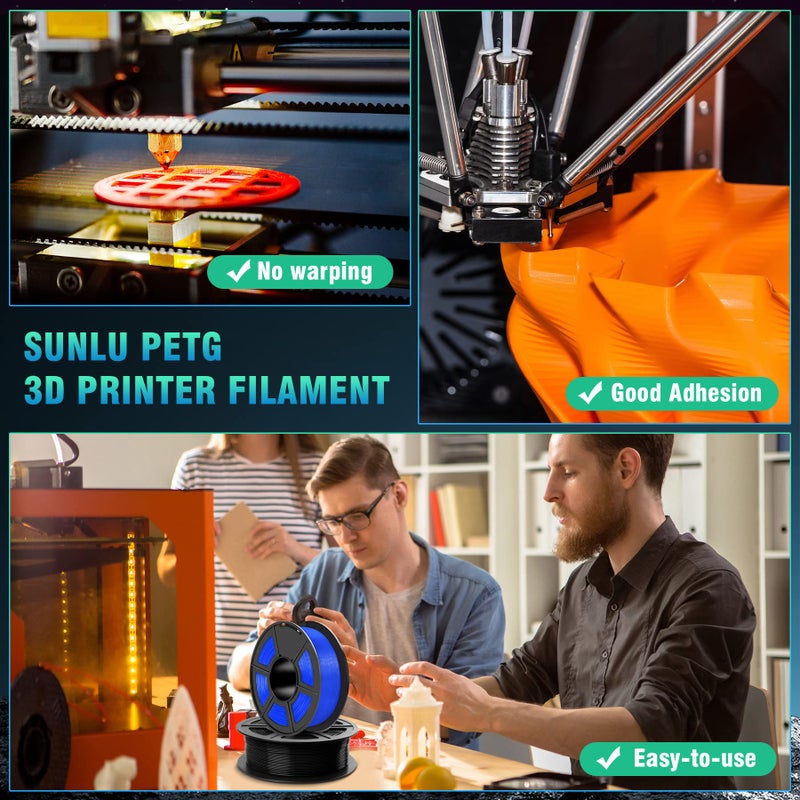 SUNLU PETG Filament, High Strength PETG 3D Printer Filament 1.75mm, Dimensional Accuracy +/- 0.02mm, 1KG (2.2lbs), White - Image 3