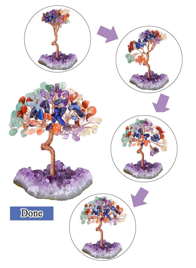 Jovivi Jovivi Green Aventurine Crystal Tree of Life,Amethyst Cluster Base Money Tree Bonsai Decorations,Crystal Tree for Positive Energy,Handmade Gemstone Tree,Green Room Office Desk Feng Shui Tree Decor  - Image 5