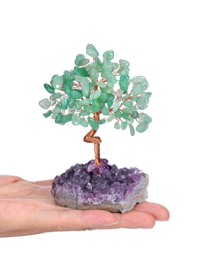 Jovivi Jovivi Green Aventurine Crystal Tree of Life,Amethyst Cluster Base Money Tree Bonsai Decorations,Crystal Tree for Positive Energy,Handmade Gemstone Tree,Green Room Office Desk Feng Shui Tree Decor  - Image 3