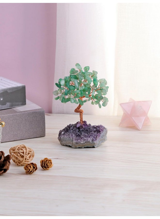 Jovivi Jovivi Green Aventurine Crystal Tree of Life,Amethyst Cluster Base Money Tree Bonsai Decorations,Crystal Tree for Positive Energy,Handmade Gemstone Tree,Green Room Office Desk Feng Shui Tree Decor  - Image 2