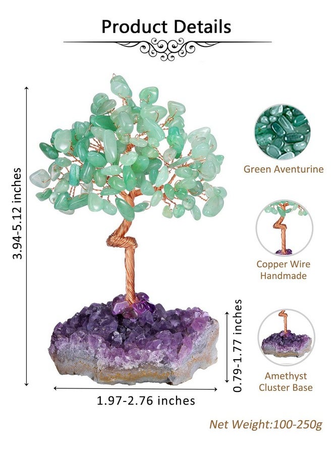 Jovivi Jovivi Green Aventurine Crystal Tree of Life,Amethyst Cluster Base Money Tree Bonsai Decorations,Crystal Tree for Positive Energy,Handmade Gemstone Tree,Green Room Office Desk Feng Shui Tree Decor  - Image 4