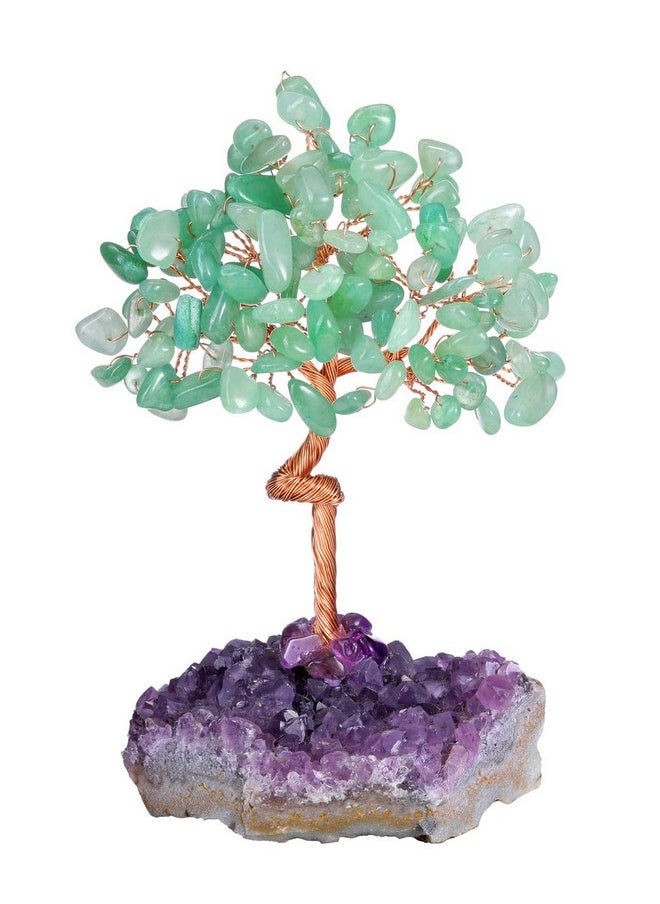 Jovivi Jovivi Green Aventurine Crystal Tree of Life,Amethyst Cluster Base Money Tree Bonsai Decorations,Crystal Tree for Positive Energy,Handmade Gemstone Tree,Green Room Office Desk Feng Shui Tree Decor  - Image 1