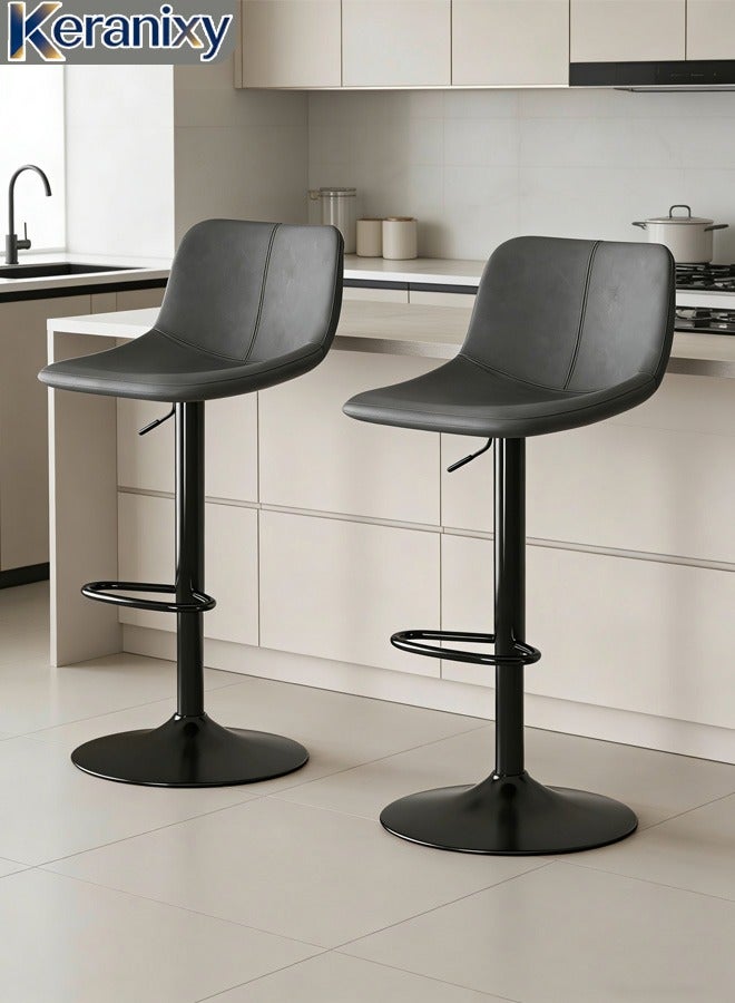 Keranixy 2PCS Bar Stool  Bar Chair Bar Counter Chair Chair Stool High Bar Chair Swivel Pub Chair Home Backrest Chair Modern And Simple High Stool Pub Chair With Back Rest Height Adjustable Bar Stools With Footrest Armless Counter Bar Chair  For Home Kitchen - Image 1