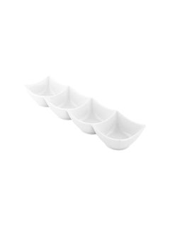 Restaurantware Restaurantware-24 Ounce Porcelain Condiment Tray, 1 Square Compartment Snack Dish - Serve Hors D'oeuvres, Dips, or Condiments, For Parties or Buffets, White Porcelain 4 Piece Appetizer Server  - Image 1