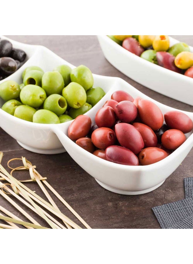 Restaurantware 24 Ounce Porcelain Condiment Tray, 1 Square Compartment Snack Dish - Serve Hors D'oeuvres, Dips, or Condiments, For Parties or Buffets, White Porcelain 4 Piece Appetizer Server - Image 3