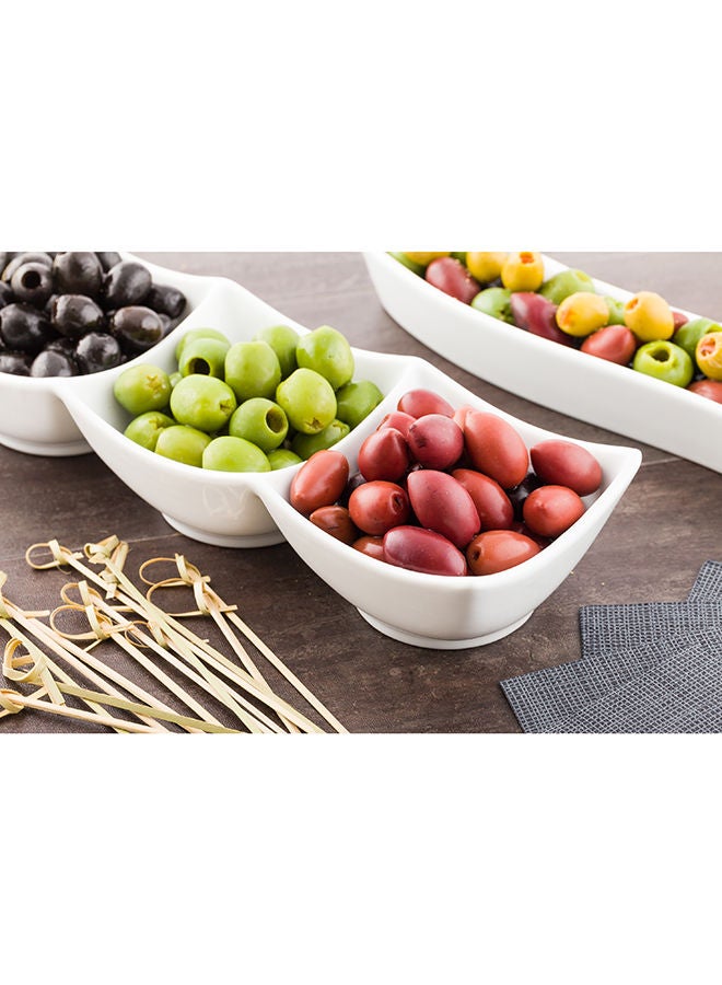 Restaurantware 24 Ounce Porcelain Condiment Tray, 1 Square Compartment Snack Dish - Serve Hors D'oeuvres, Dips, or Condiments, For Parties or Buffets, White Porcelain 4 Piece Appetizer Server - Image 5