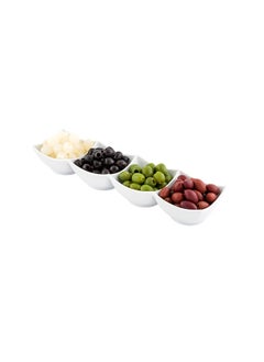 Restaurantware Restaurantware-24 Ounce Porcelain Condiment Tray, 1 Square Compartment Snack Dish - Serve Hors D'oeuvres, Dips, or Condiments, For Parties or Buffets, White Porcelain 4 Piece Appetizer Server  - Image 3