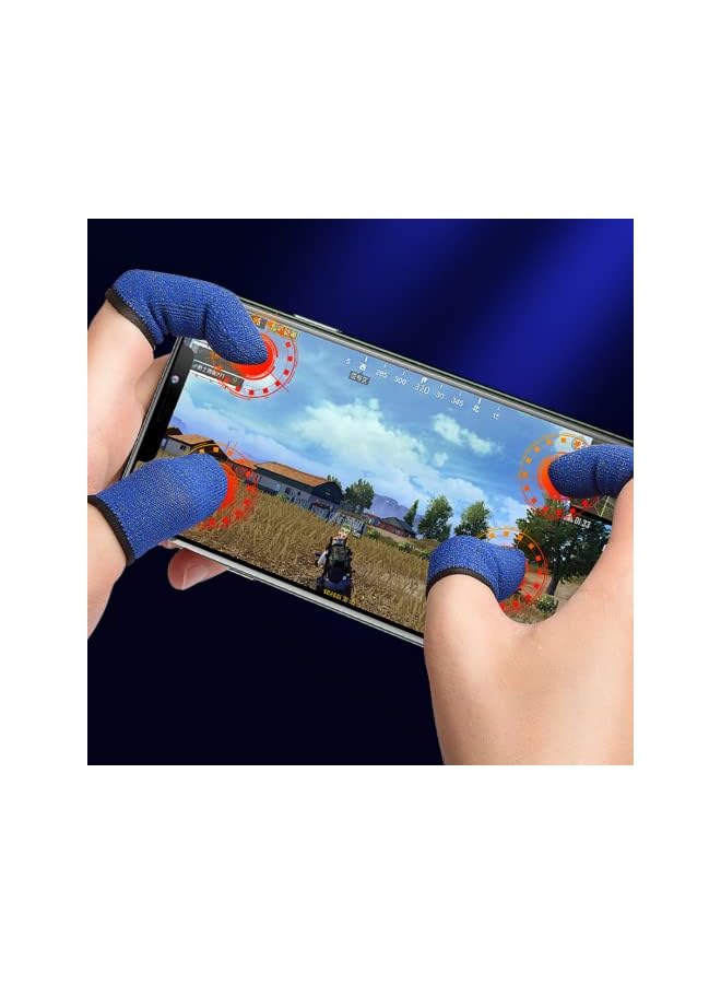 Green Tiger Pubg & Free Fire Call of Duty Anti-Slip Thumb Sleeve, Slip-Proof Sweat-Proof Professional Touch Screen Thumbs Finger Sleeve for Pubg Mobile Phone Game Gaming Gloves (1 Pair - Blue) - Image 3