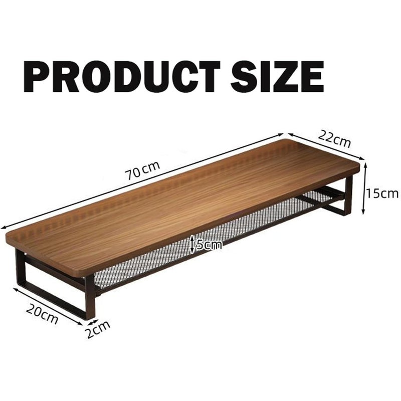 Monitor Stand Riser, 70CM Desk Shelf Organizer Wood Moniter Riser with Keyboard Organizer for Laptop/Computer/TV/Screen/PC/Printer, Office Desk Accessories Computer Stand - Image 5