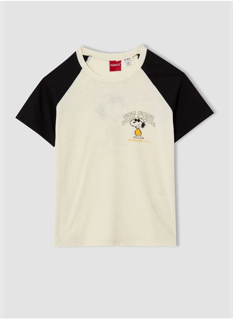 DeFacto Short Sleeve Colour Block Snoopy Printed T-Shirt