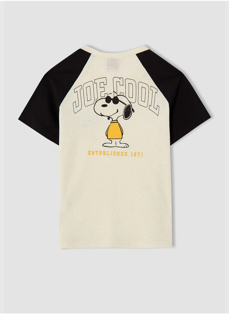 DeFacto Short Sleeve Colour Block Snoopy Printed T-Shirt