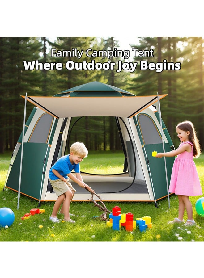 دنزوز منبثقة خيمة التخييم العائلية - حماية للأشعة فوق البنفسجية مقاومة للماء شبكة تنفس 5-8 شخص أوتوماتيكي خيمة مع 2 أبواب 5 نوافذ فورية للتخييم - Image 4