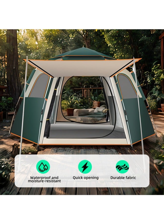 دنزوز منبثقة خيمة التخييم العائلية - حماية للأشعة فوق البنفسجية مقاومة للماء شبكة تنفس 5-8 شخص أوتوماتيكي خيمة مع 2 أبواب 5 نوافذ فورية للتخييم - Image 3