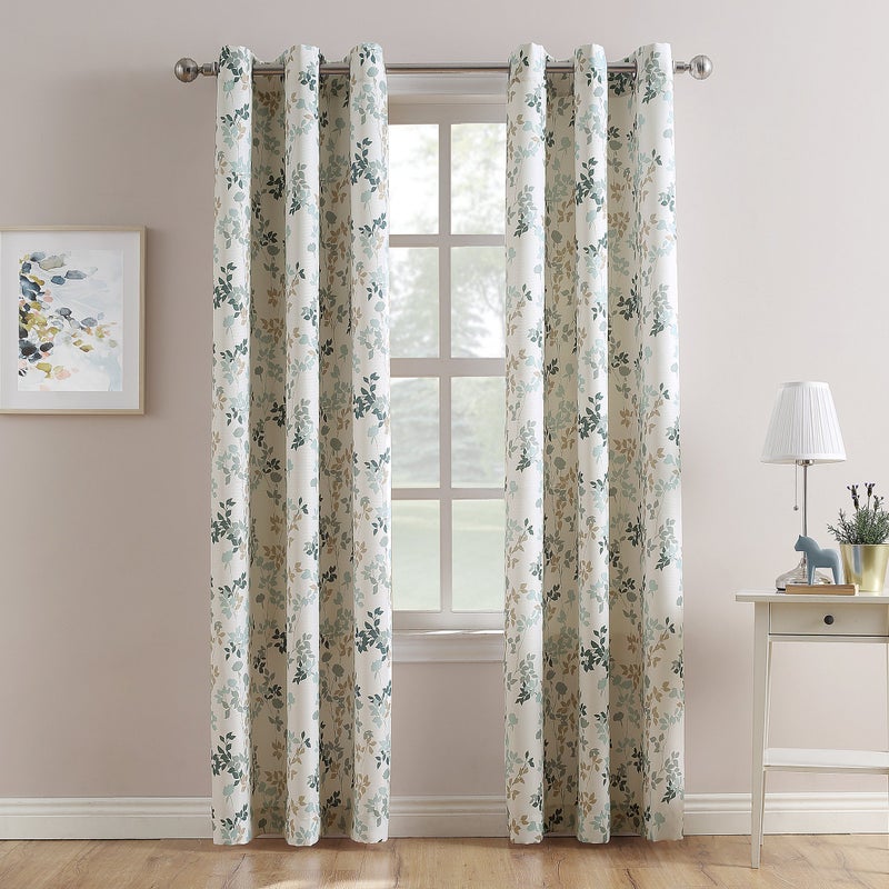 Sun Zero No 918 Marra Floral Print SemiSheer Grommet Curtain Panel 48 x 84 Harbor 