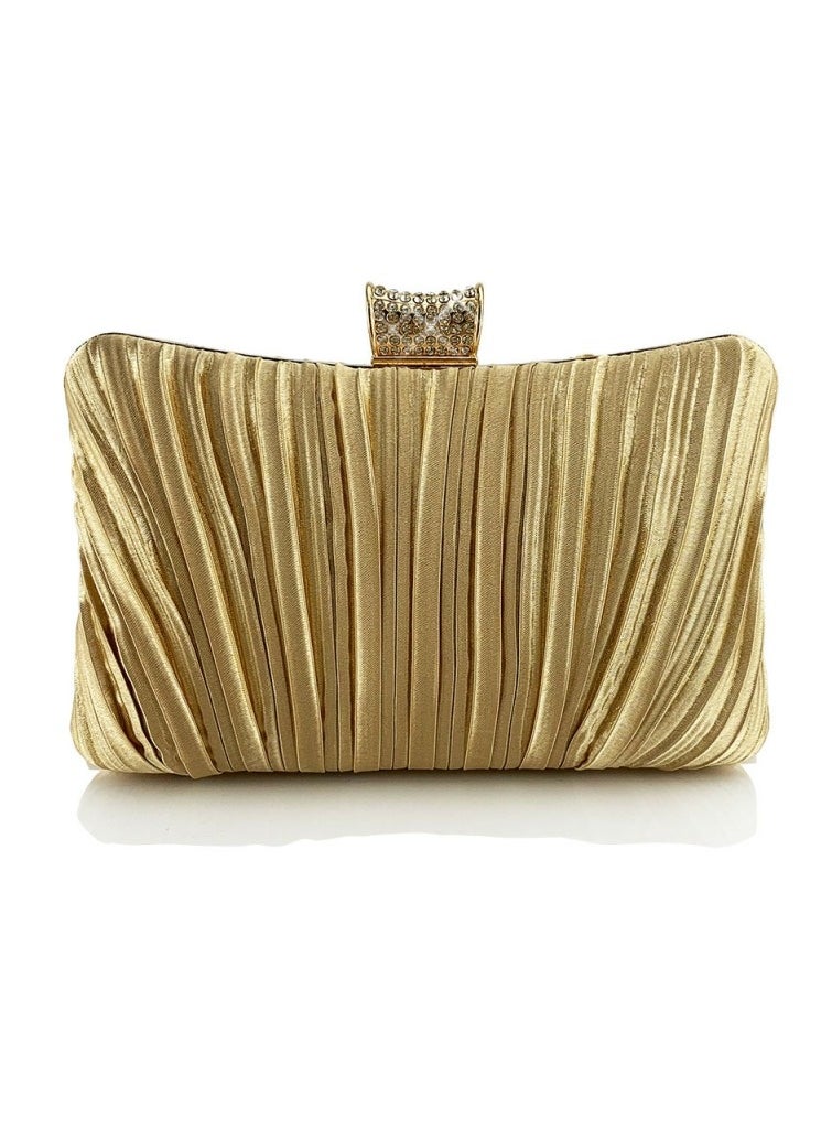 Loquat - Womens Pleated Clutch Purses Evening Crossbody Bag Chain Handbag for Wedding Cocktail Party Prom Gold - Image 1