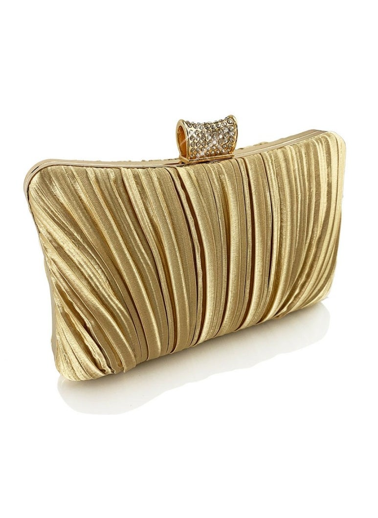 Loquat - Womens Pleated Clutch Purses Evening Crossbody Bag Chain Handbag for Wedding Cocktail Party Prom Gold - Image 1