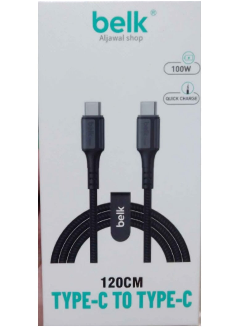 Belk - ,SUPER FAST CHARGER CABLE Type C - Type C WITH DATA TRANSFARE  cut-resistant fabric, 1.2 meters long, 100W - from Belk - Image 1