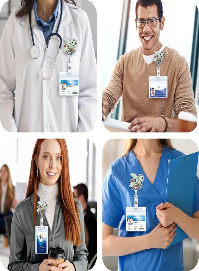 BEZTN Funny Turtle Badge Reel for Nurse Doctor Medical Worker Nursing Student, Cute Acrylic Animal Pediatric Nurse Badge Holder with Alligator Clip, Retractable 24" Durable Nylon Cord - Image 2