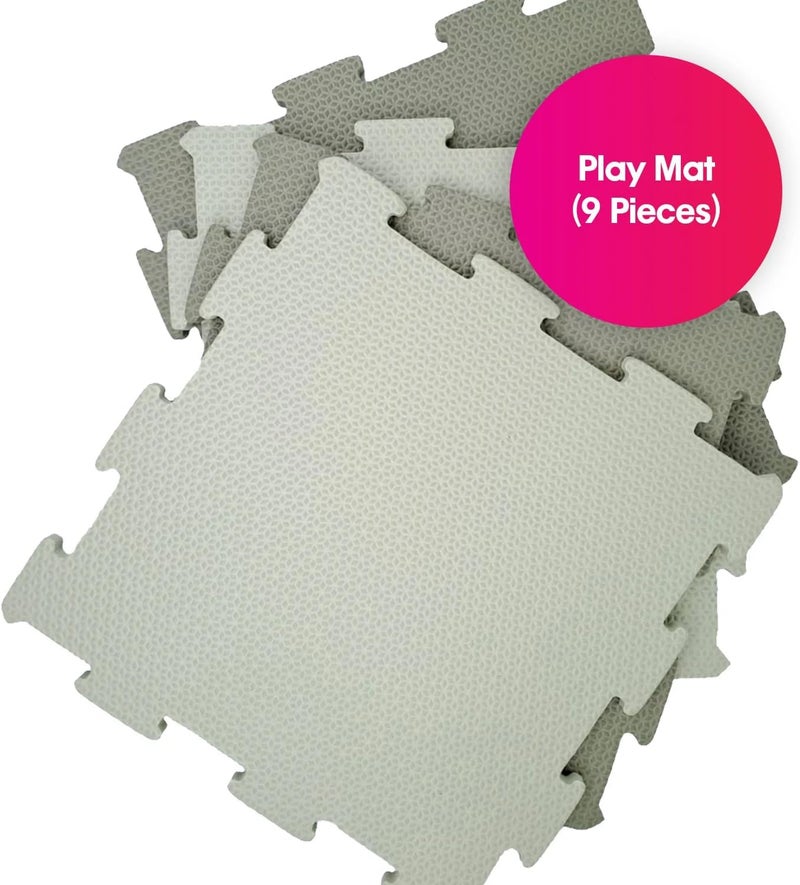 Edushape EduTiles Foam Play Mat  Boho Chic for Baby  Interlocking Floor Mats with Solid Colors Edges and Corners  Thick Textured Soft Foam Floor Mats for Kids Babies and Toddlers - Image 2