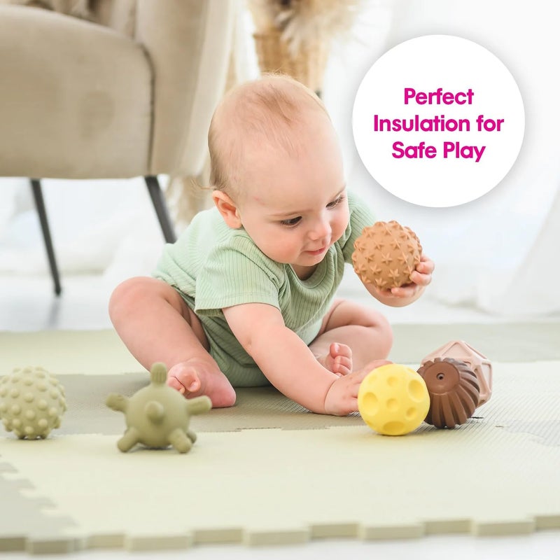 Edushape EduTiles Foam Play Mat  Boho Chic for Baby  Interlocking Floor Mats with Solid Colors Edges and Corners  Thick Textured Soft Foam Floor Mats for Kids Babies and Toddlers - Image 3