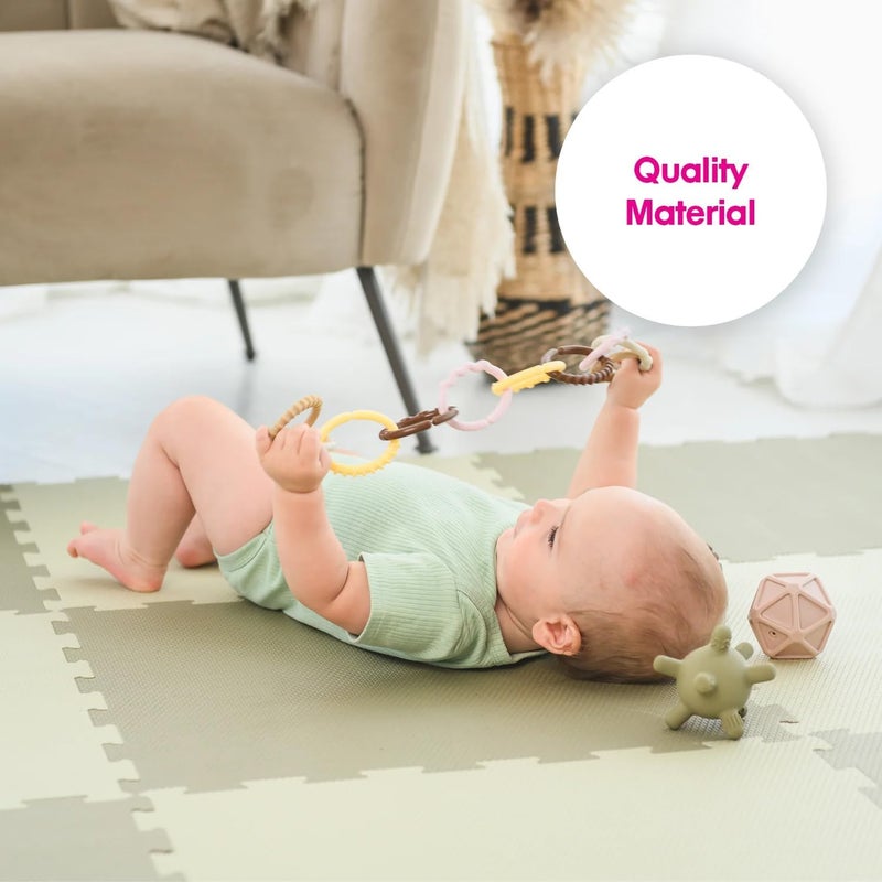 Edushape EduTiles Foam Play Mat  Boho Chic for Baby  Interlocking Floor Mats with Solid Colors Edges and Corners  Thick Textured Soft Foam Floor Mats for Kids Babies and Toddlers - Image 4