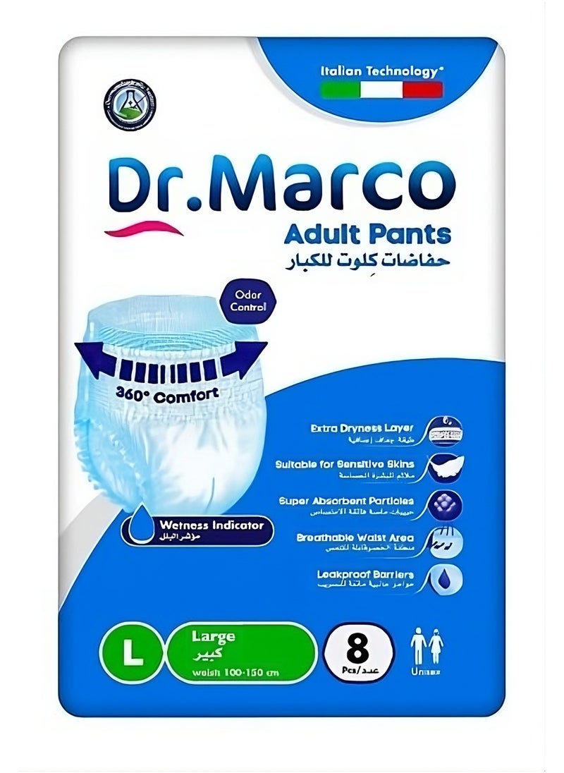 Dr. Marco Adult Culotte Diaper, Size Large, 8 Count Turkish made Pants with Wetness Indicator, Italian Technology  - Image 2