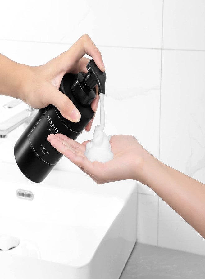UUJOLY Foaming Soap Dispenser, 17 OZ Refillable Plastic Soap Pump Bottle for Liquid Soap, Shampoo, Body Wash, 2 Pcs, Black - Image 2
