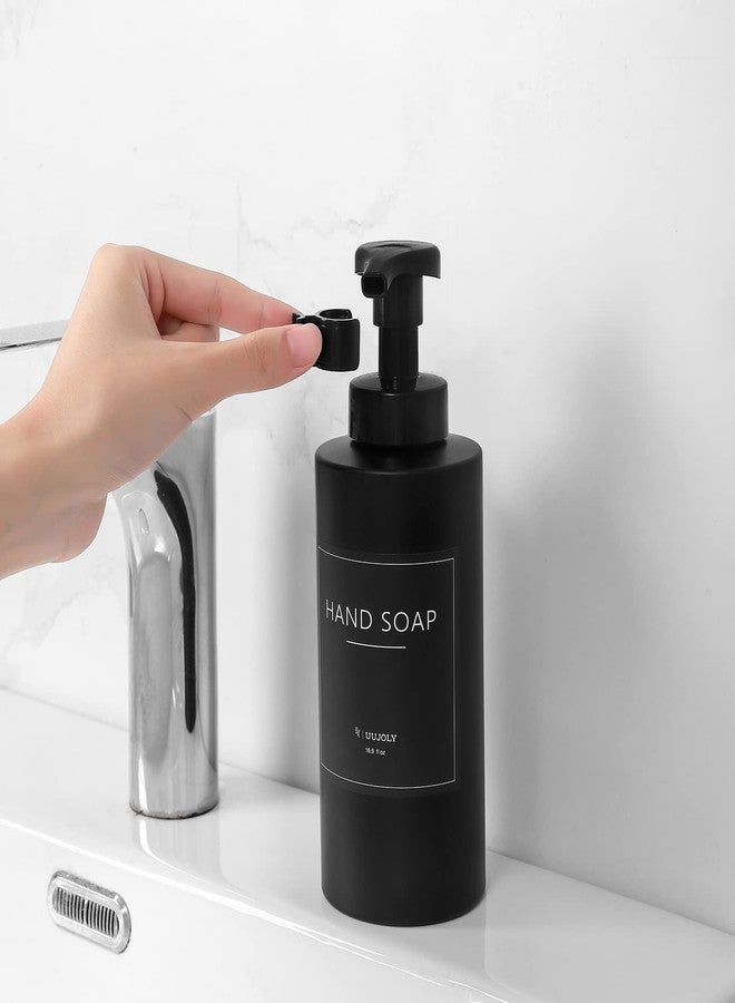 UUJOLY Foaming Soap Dispenser, 17 OZ Refillable Plastic Soap Pump Bottle for Liquid Soap, Shampoo, Body Wash, 2 Pcs, Black - Image 4