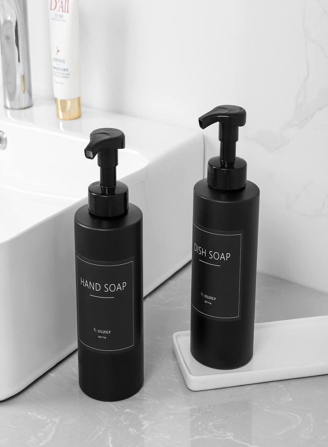 UUJOLY Foaming Soap Dispenser, 17 OZ Refillable Plastic Soap Pump Bottle for Liquid Soap, Shampoo, Body Wash, 2 Pcs, Black - Image 3