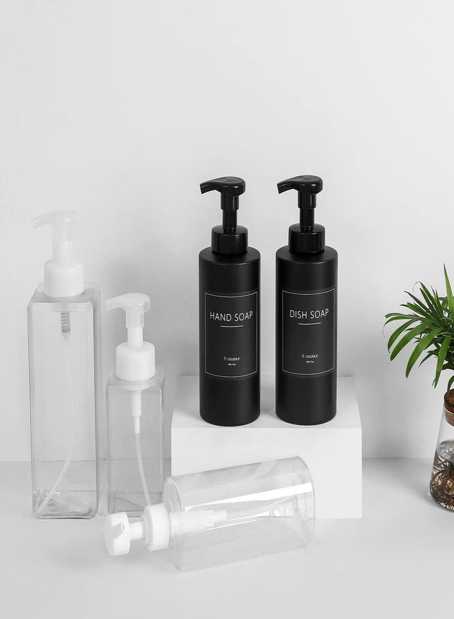 UUJOLY Foaming Soap Dispenser, 17 OZ Refillable Plastic Soap Pump Bottle for Liquid Soap, Shampoo, Body Wash, 2 Pcs, Black - Image 5