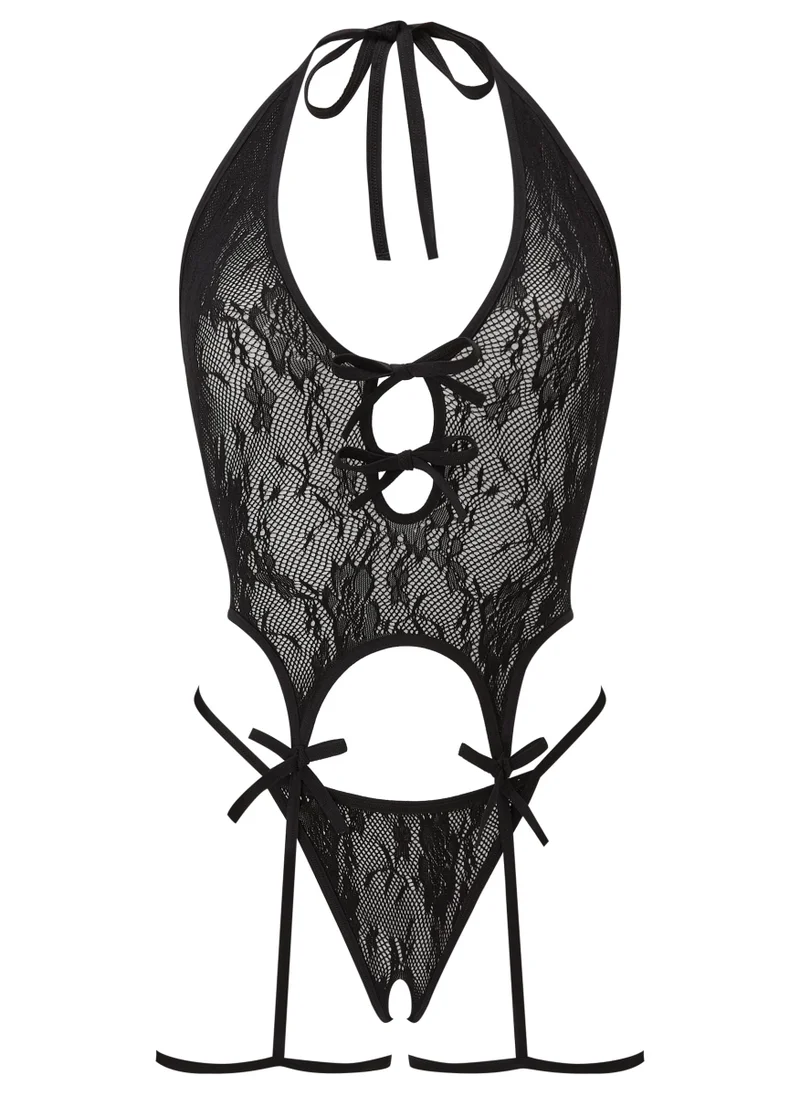 Ann Summers Ann Summers Kourtney Crotchless Cami-Suspender Set Black