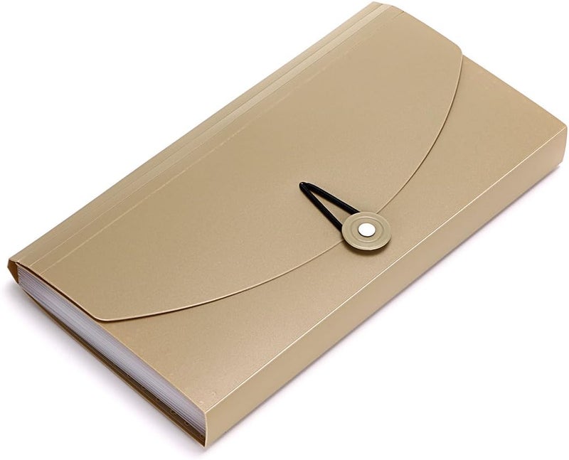 BTSKY Expanding File Folder - 13 Pockets Small Accordion Card and Ticket Holder, Document Organizer Wallet Case for Business, Check, Bill Storage, Khaki - Image 1