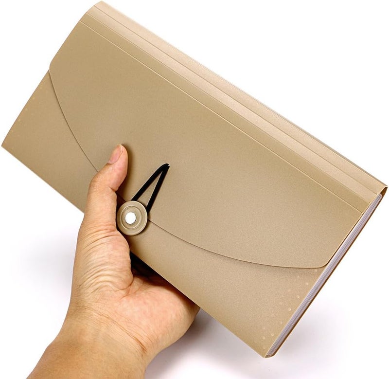 BTSKY Expanding File Folder - 13 Pockets Small Accordion Card and Ticket Holder, Document Organizer Wallet Case for Business, Check, Bill Storage, Khaki - Image 3