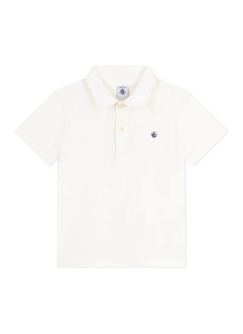 Petit Bateau Children's plain short-sleeved cotton polo shirt