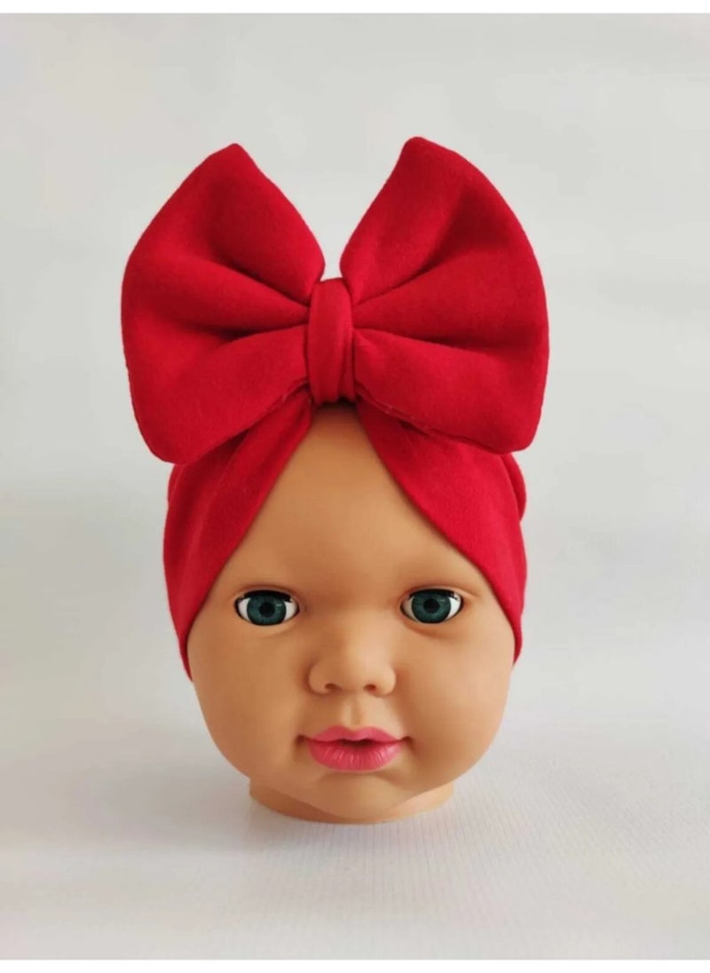 Bilge Trend Bowknot Lycra Double Layer Baby Girl Bonnet (Compatible Between 6-18 Months) 