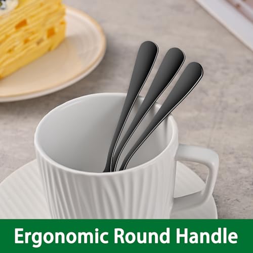 DEHOV 5.5 Inch Black Small Teaspoons,Set Of 8 Stainless Steel Coffee Spoons,Black Mini Spoons For Dessert,Cake,Durable Demitasse Spoon - Image 5