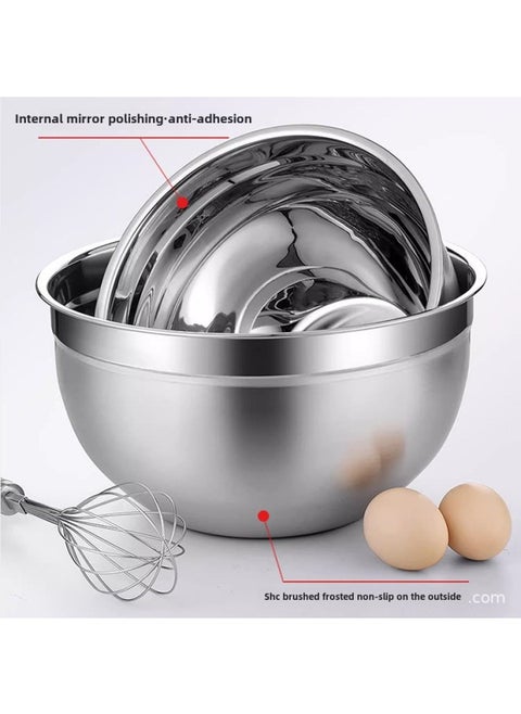 Export 304 Stainless Steel Salad Bowl Salad Basin With Lid Beat Egg Basin Seasoning Tank Food Soup Bowl Wholesale-Specifications:22cm-Color:201 True Color (0.5mm)