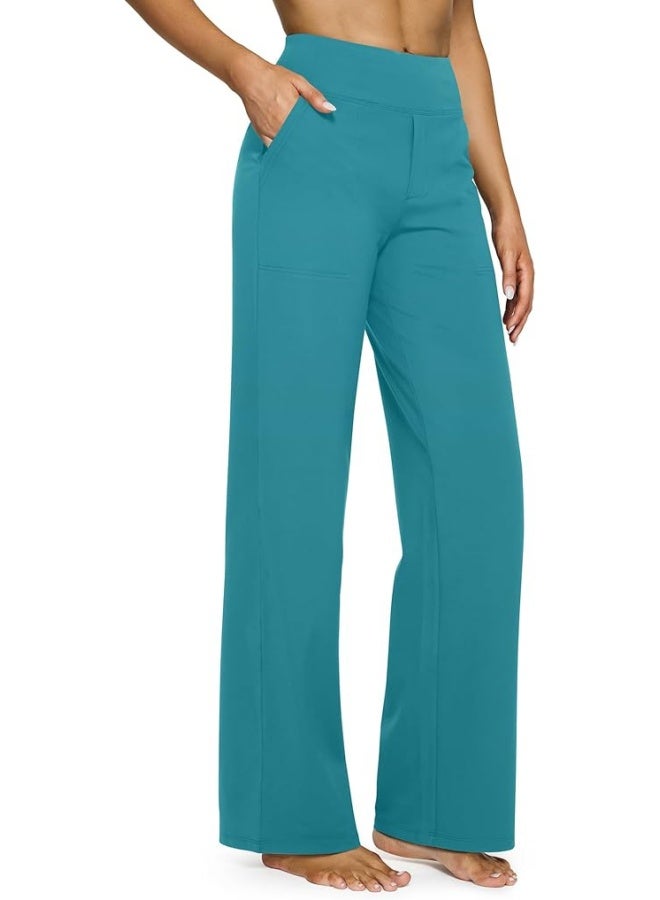 NIBEMINENT Yoga Pants Women Wide Leg Pants with Pockets High Waist Stretch Dress Casual Sweatpants Petite/Regular/Tall - Image 1