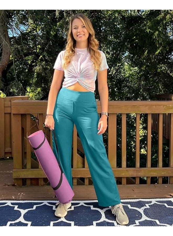 NIBEMINENT Yoga Pants Women Wide Leg Pants with Pockets High Waist Stretch Dress Casual Sweatpants Petite/Regular/Tall - Image 4